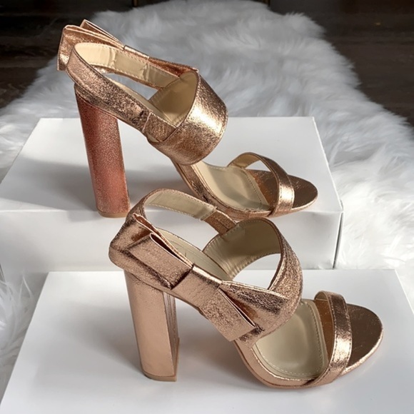 Missguided Rose Gold Open Toe Heels Sandals 7 6.5​​ - Picture 13 of 14